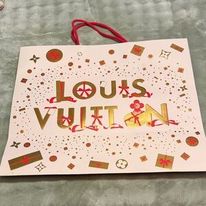 Louis Vuitton Christmas Gift Bag with Red and Gold Accents